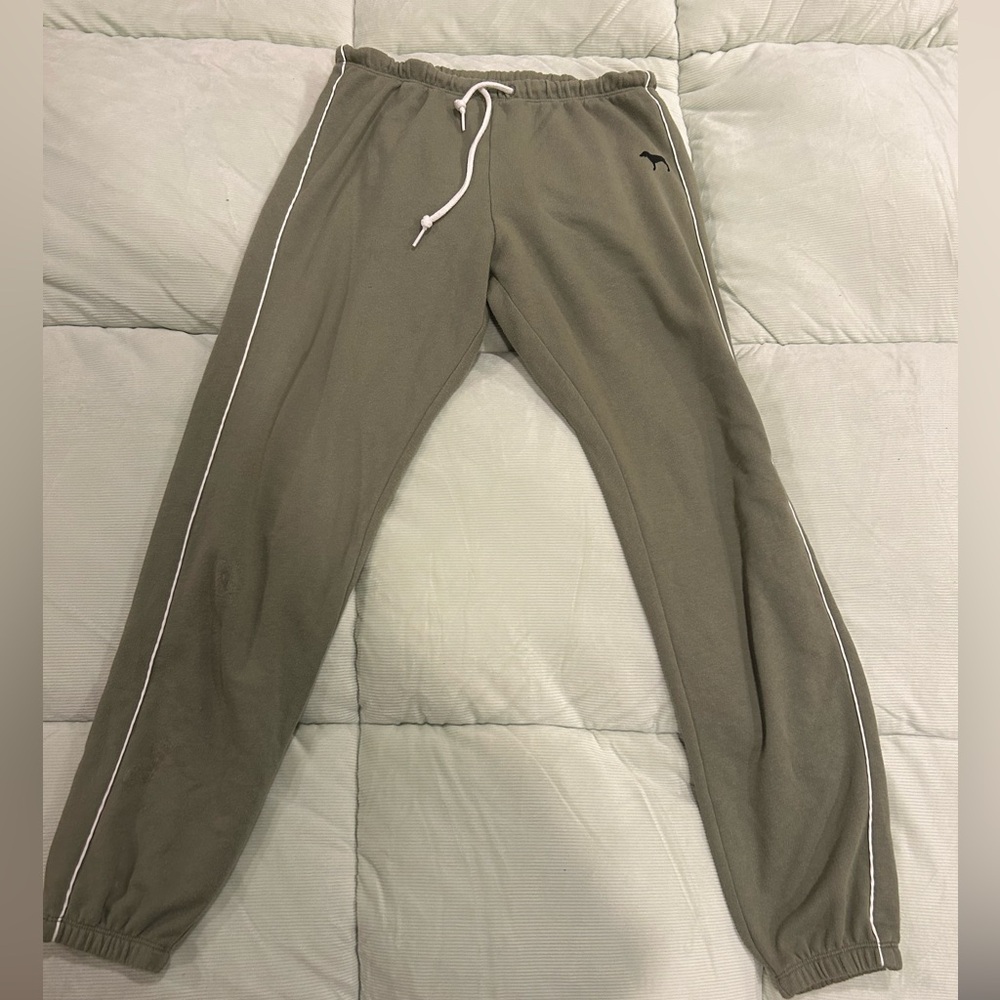 Victoria's Secret Olive Green Sweatpants with White Side Piping